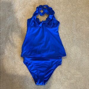 “Pour Moi” Vibrant Blue Halter Tankini Set
